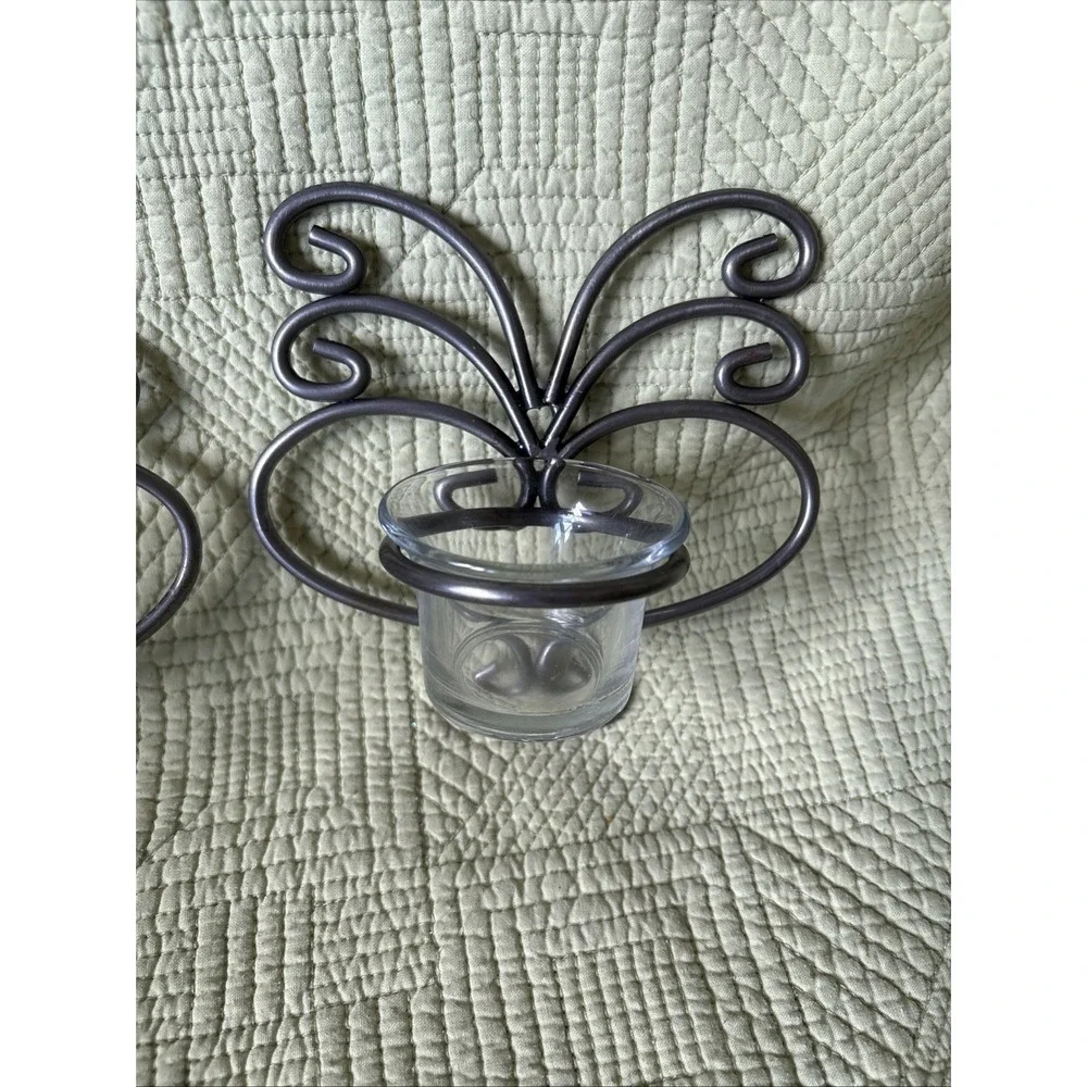 NEW - 2 Piece Tea Light Candle Holder Wall Sconces Silver